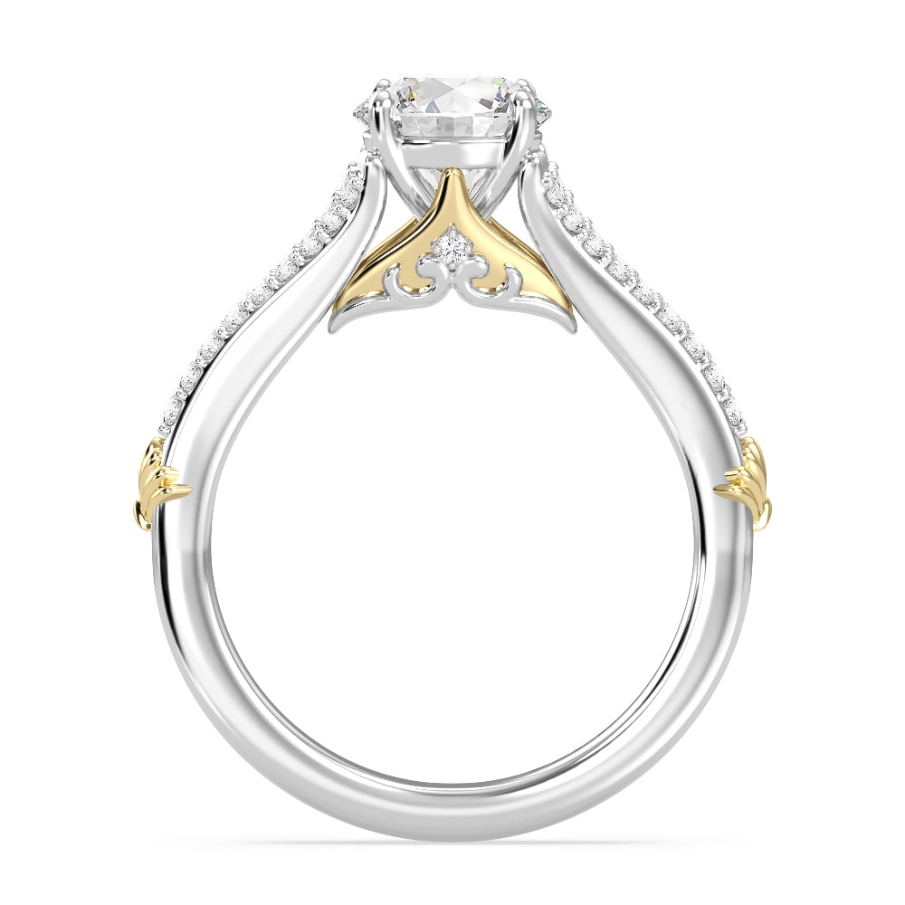 Enchanted Star Lab Grown Diamond 14K Gold Ariel Mermaid Fin Engagement Ring with White/Yellow Cut Diamond in 14KT Round view 3
