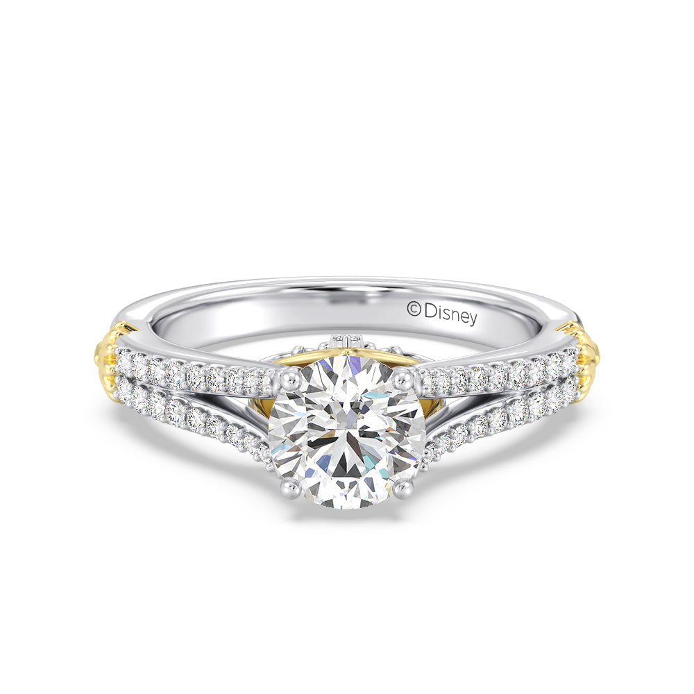 Enchanted Star Lab Grown Diamond 14K Gold Ariel Mermaid Fin Engagement Ring with White/Yellow Cut Diamond in 14KT Round view 2
