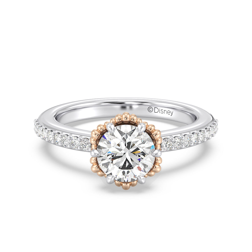 Enchanted Star Lab Grown Diamond 14K Gold Ariel Seashell Basket Engagement Ring with White/Rose Cut Diamond in 14KT Round view 2
