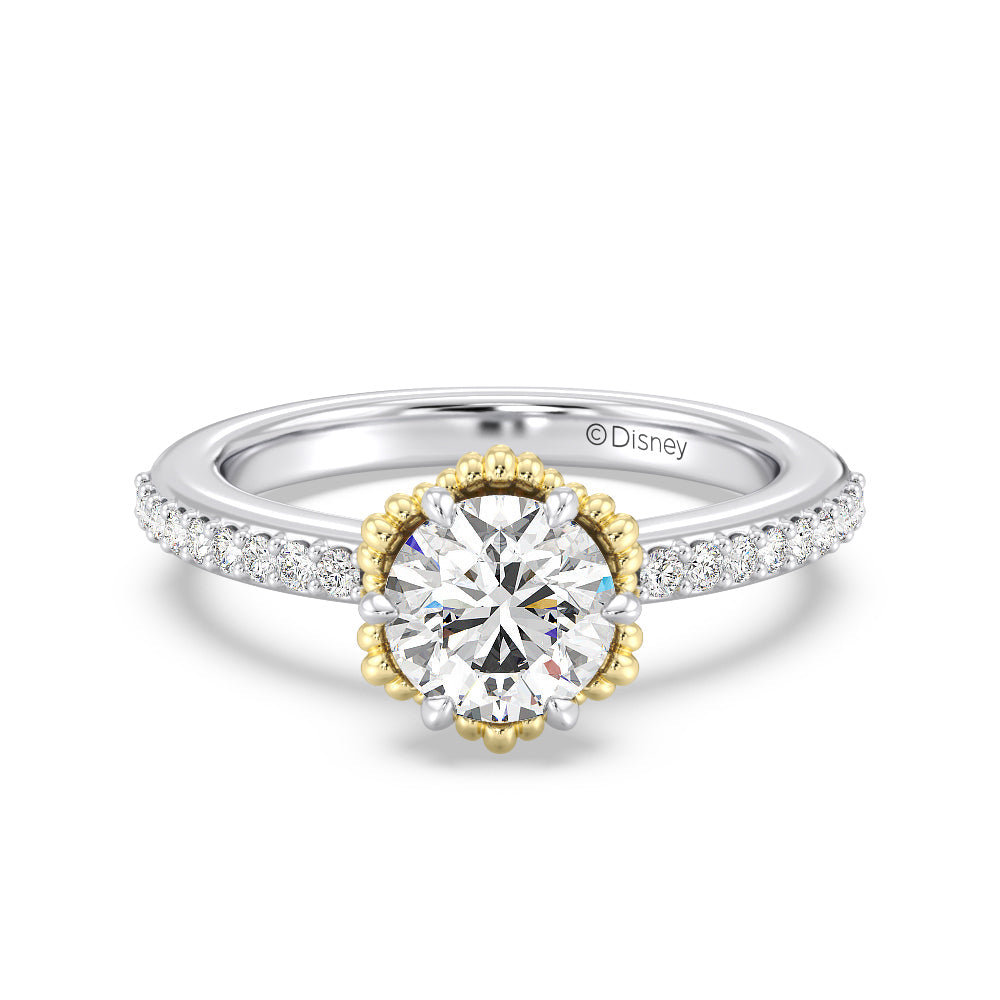 Enchanted Star Lab Grown Diamond 14K Gold Ariel Seashell Basket Engagement Ring with White/Yellow Cut Diamond in 14KT Round view 2
