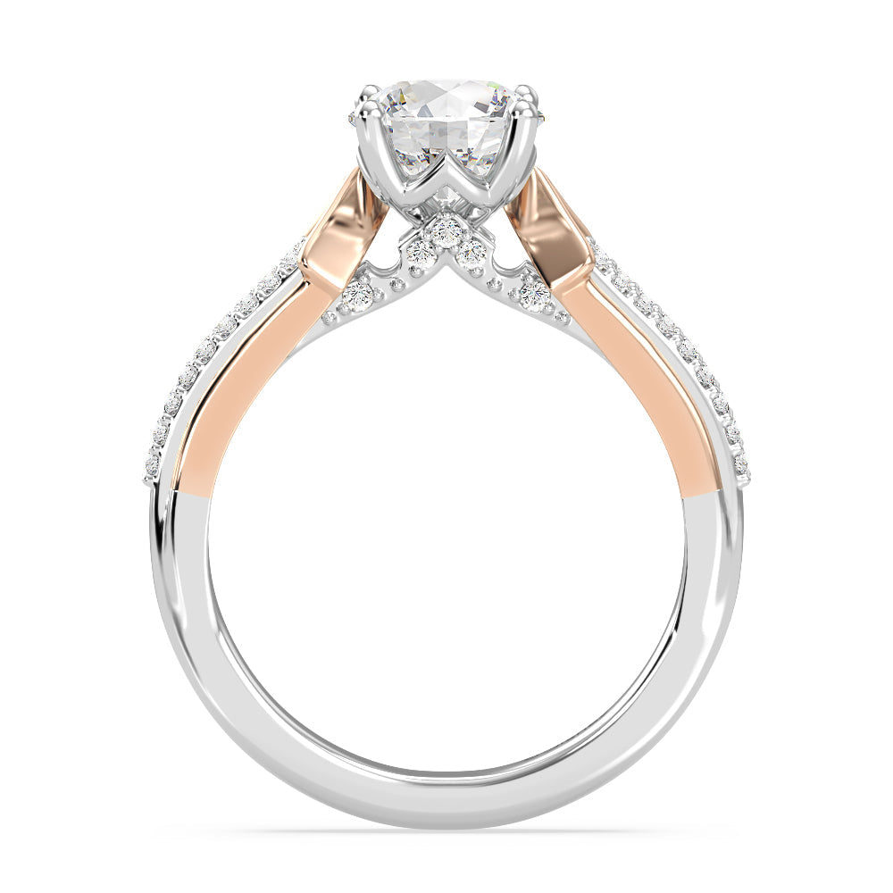 Enchanted Star Lab Grown Diamond 14K Gold Aurora Split Shank Engagement Ring with White/Rose Cut Diamond in 14KT Round view 3
