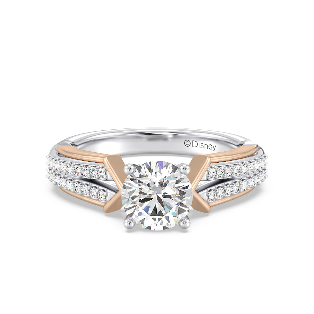 Enchanted Star Lab Grown Diamond 14K Gold Aurora Split Shank Engagement Ring with White/Rose Cut Diamond in 14KT Round view 2
