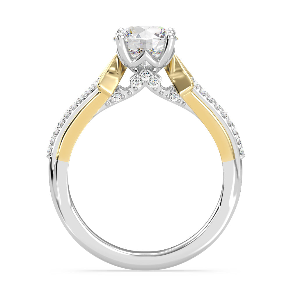 Enchanted Star Lab Grown Diamond 14K Gold Aurora Split Shank Engagement Ring with White/Yellow Cut Diamond in 14KT Round view 3

