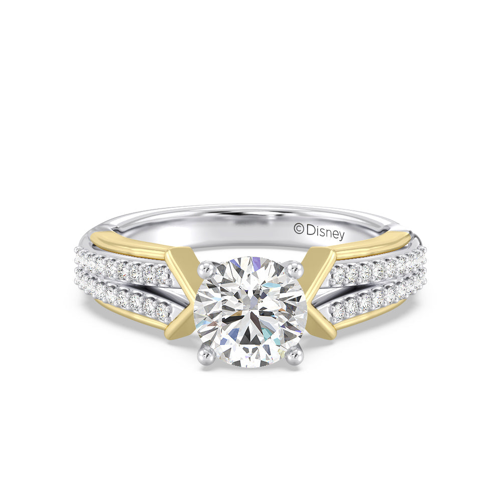 Enchanted Star Lab Grown Diamond 14K Gold Aurora Split Shank Engagement Ring with White/Yellow Cut Diamond in 14KT Round view 2
