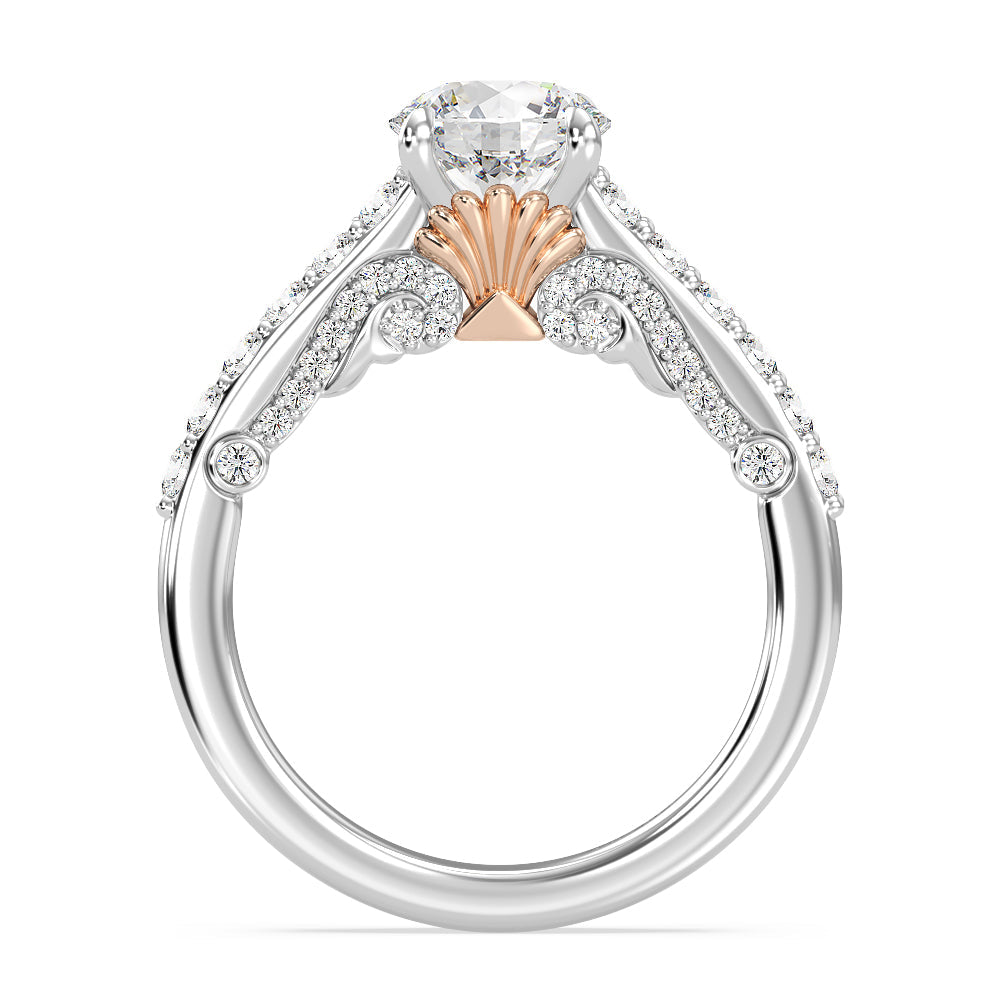 Enchanted Star Lab Grown Diamond 14K Gold Ariel Filigree Engagement Ring with White/Rose Cut Diamond in 14KT Round view 3
