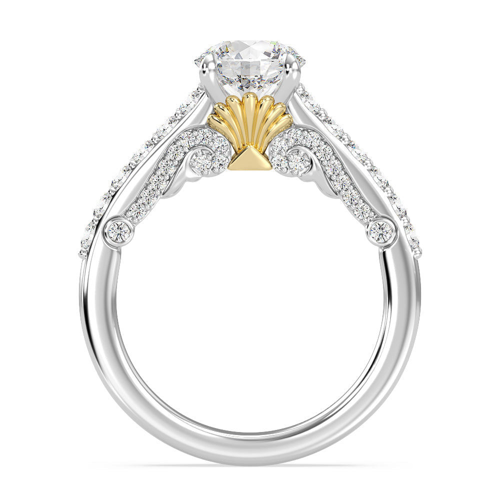Enchanted Star Lab Grown Diamond 14K Gold Ariel Filigree Engagement Ring with White/Yellow Cut Diamond in 14KT Round view 3
