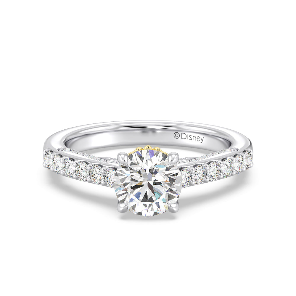 Enchanted Star Lab Grown Diamond 14K Gold Ariel Filigree Engagement Ring with White/Yellow Cut Diamond in 14KT Round view 2
