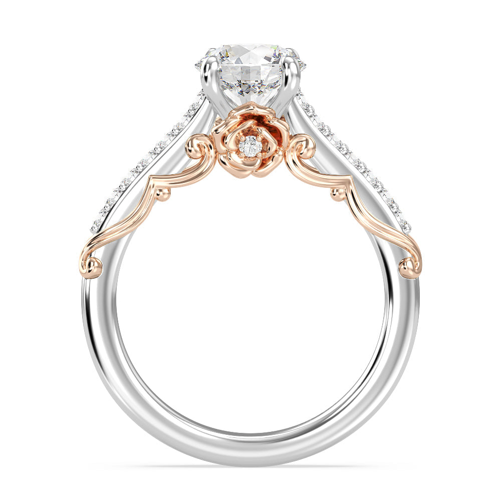 Enchanted Star Lab Grown Diamond 14K Gold Belle Rose Engagement Ring with White/Rose Cut Diamond in 14KT Round view 3
