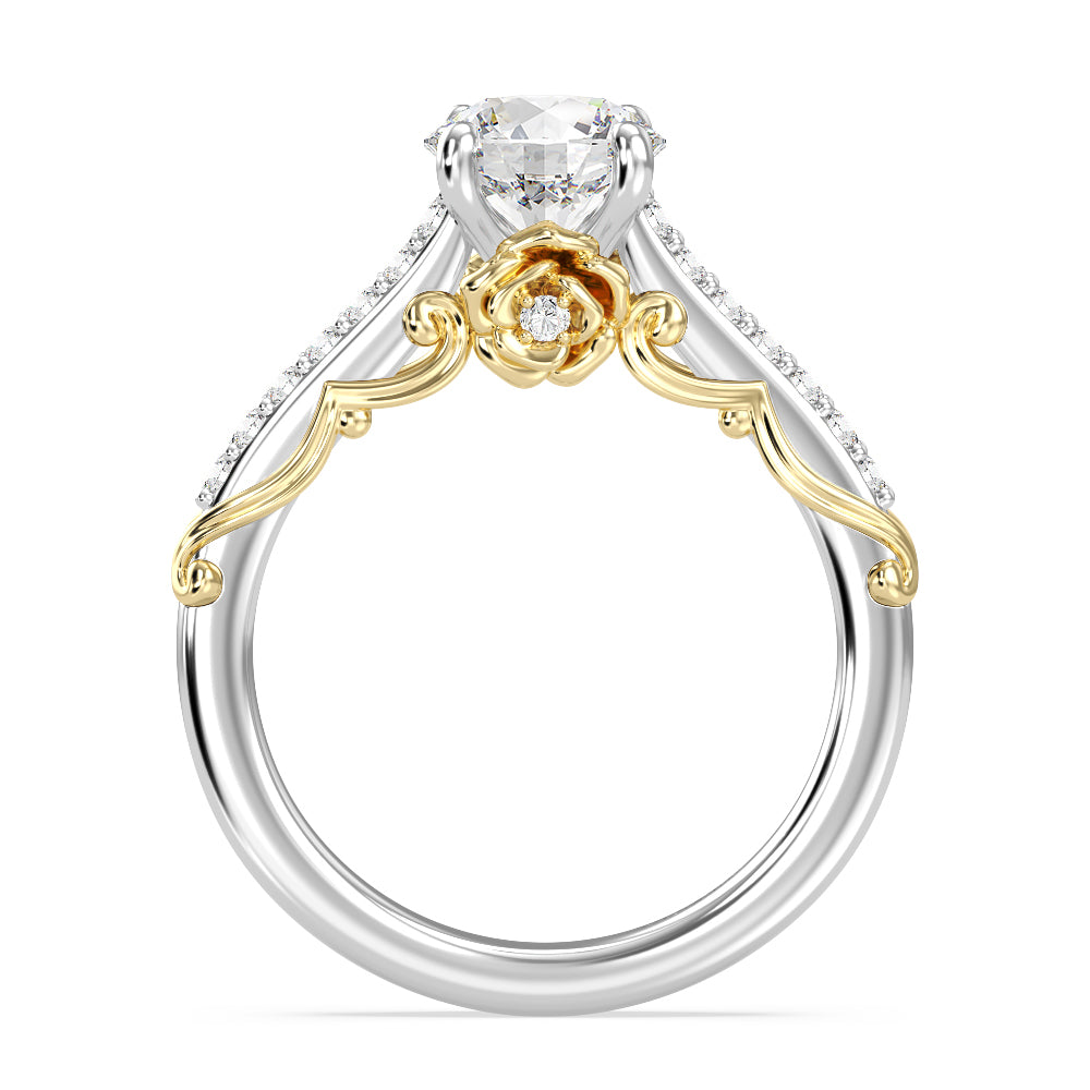 Enchanted Star Lab Grown Diamond 14K Gold Belle Rose Engagement Ring with White/Yellow Cut Diamond in 14KT Round view 4
