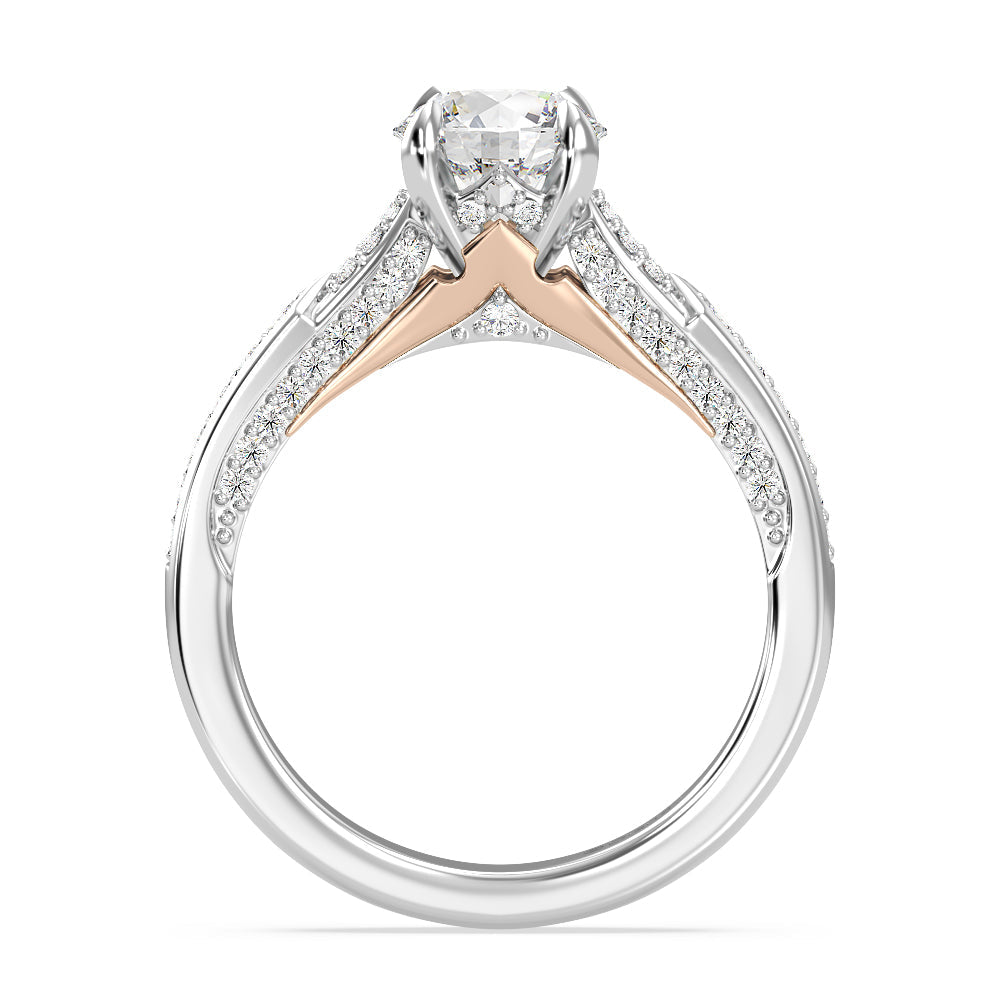 Enchanted Star Lab Grown Diamond 14K Gold Aurora Engagement Ring with White/Rose Cut Diamond in 14KT Round view 3
