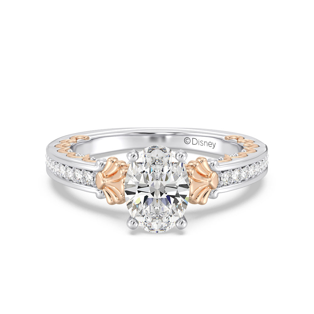 Enchanted Star Lab Grown Diamond 14K Gold Ariel Two-Tone In-Lay Engagement Ring with White/Rose Cut Diamond in 14KT Oval view 2
