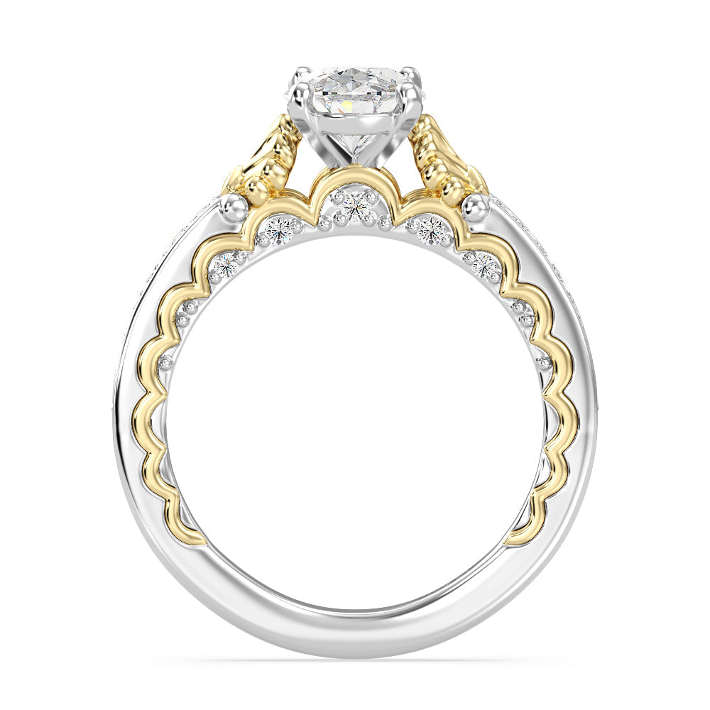 Enchanted Star Lab Grown Diamond 14K Gold Ariel Two-Tone In-Lay Engagement Ring with White/Yellow Cut Diamond in 14KT Oval view 3
