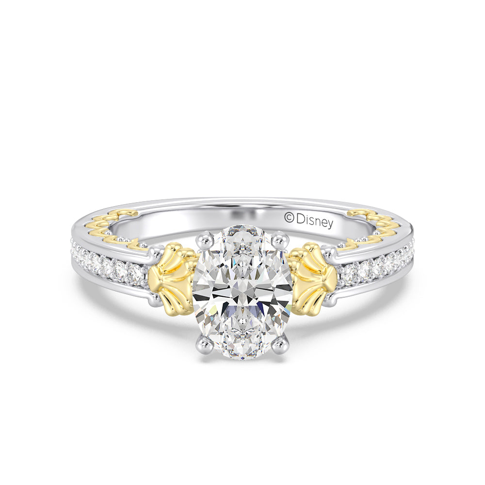 Enchanted Star Lab Grown Diamond 14K Gold Ariel Two-Tone In-Lay Engagement Ring with White/Yellow Cut Diamond in 14KT Oval view 2
