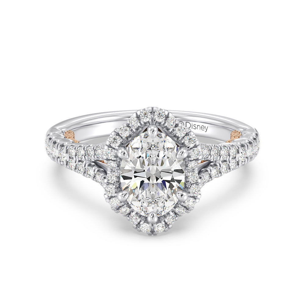 Enchanted Star Lab Grown Diamond 14K Gold Ariel Halo Engagement Ring with White/Rose Cut Diamond in 14KT Oval view 2
