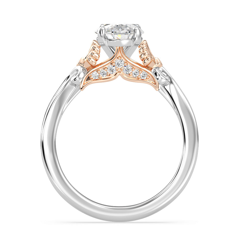 Enchanted Star Lab Grown Diamond 14K Gold Ariel Mermaid Engagement Ring with White/Rose Cut Diamond in 14KT Oval view 3
