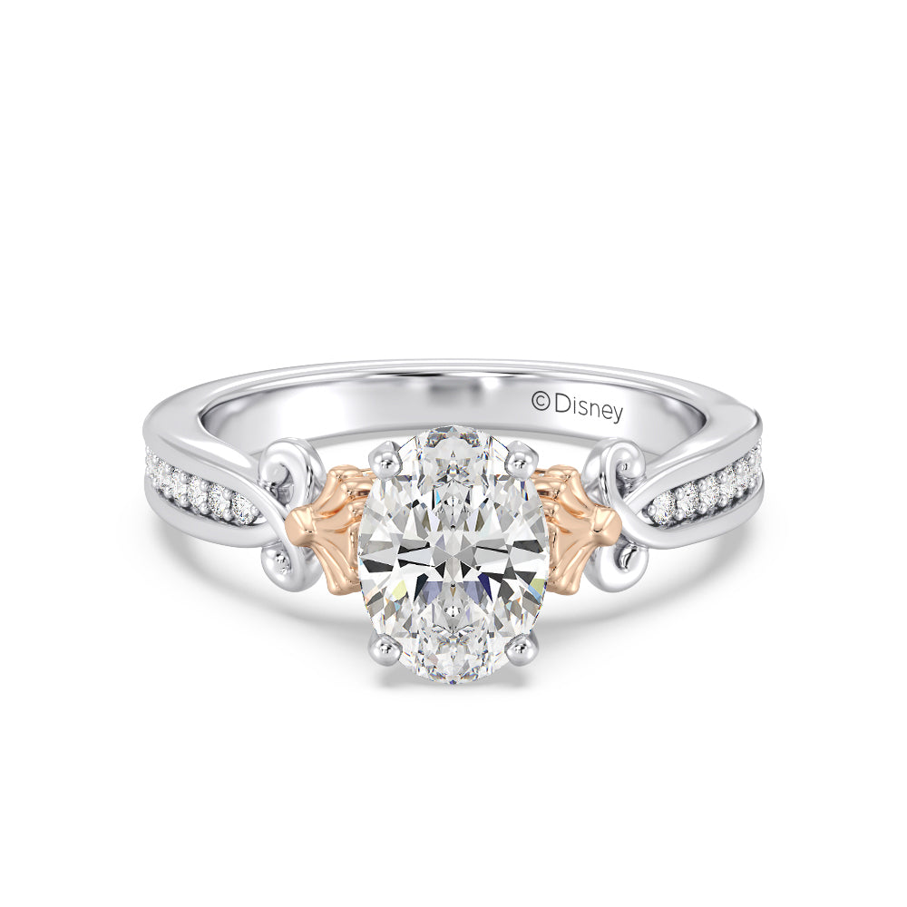 Enchanted Star Lab Grown Diamond 14K Gold Ariel Mermaid Engagement Ring with White/Rose Cut Diamond in 14KT Oval view 2

