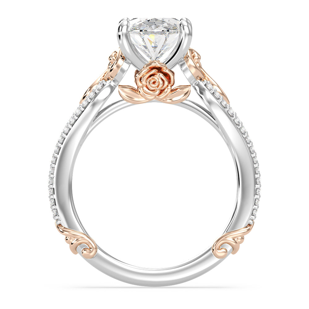 Enchanted Star Lab Grown Diamond 14K Gold Belle Vintage Engagement Ring with White/Rose Cut Diamond in 14KT Oval view 3
