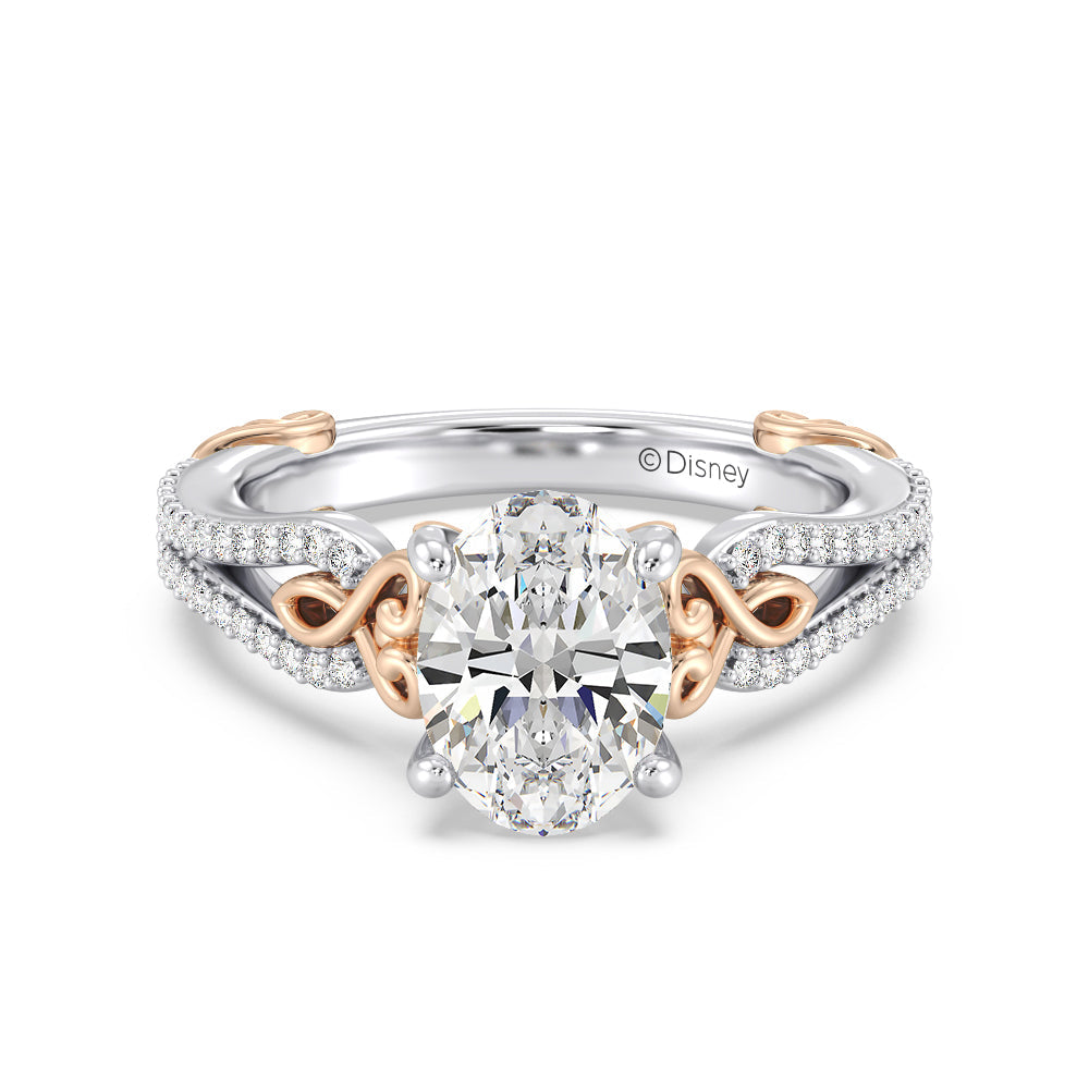 Enchanted Star Lab Grown Diamond 14K Gold Belle Vintage Engagement Ring with White/Rose Cut Diamond in 14KT Oval view 2
