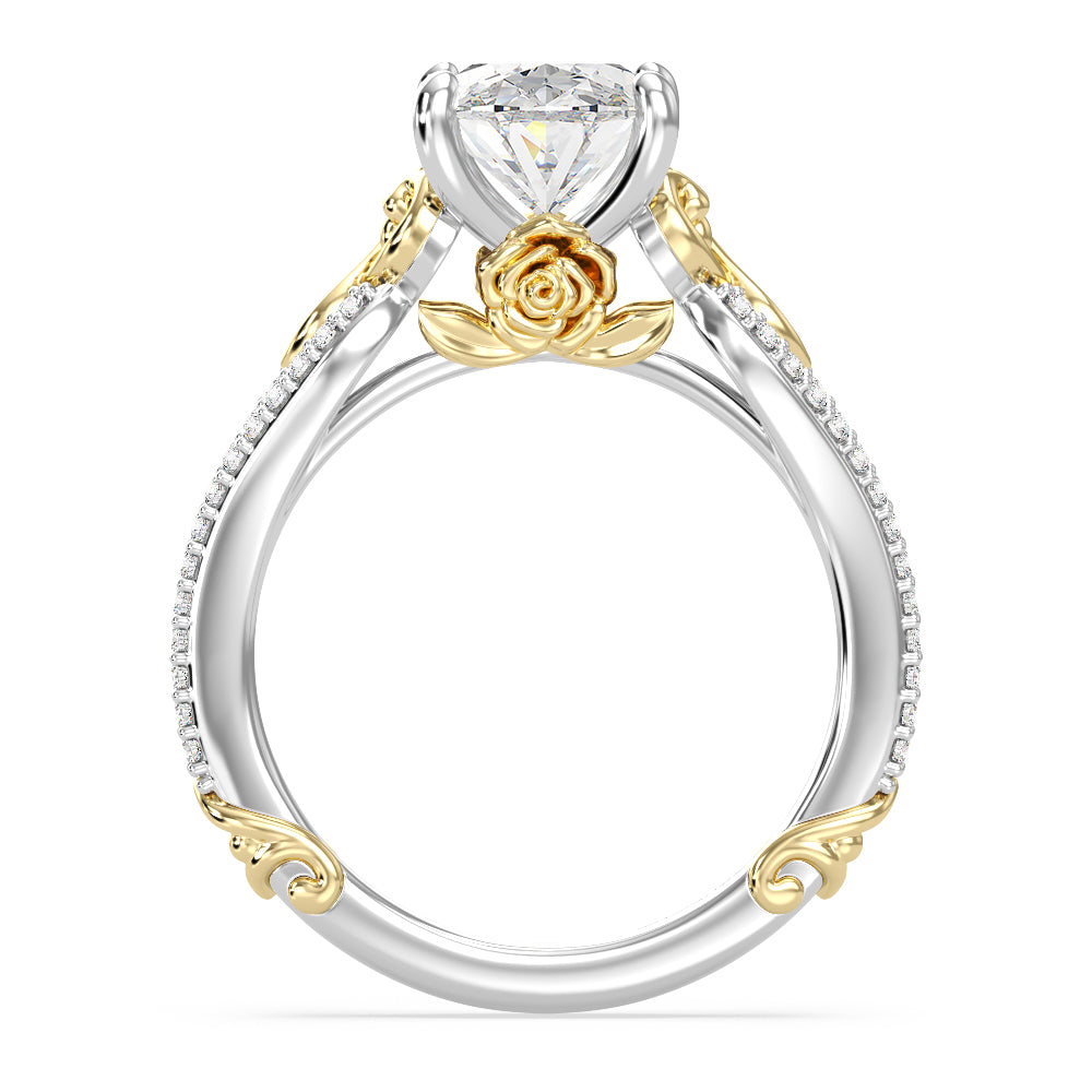 Enchanted Star Lab Grown Diamond 14K Gold Belle Vintage Engagement Ring with White/Yellow Cut Diamond in 14KT Oval view 3
