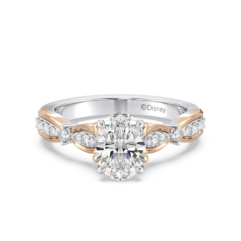 Enchanted Star Lab Grown Diamond 14K Gold Belle Ballroom Engagement Ring with White/Rose Cut Diamond in 14KT Oval view 2

