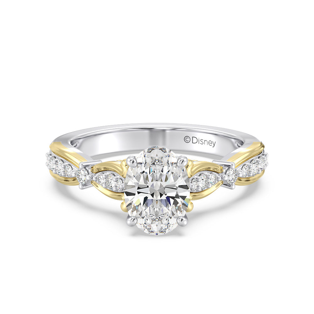 Enchanted Star Lab Grown Diamond 14K Gold Belle Ballroom Engagement Ring with White/Yellow Cut Diamond in 14KT Oval view 2
