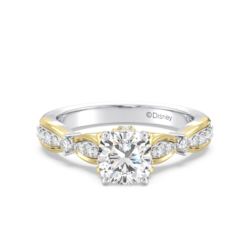 Enchanted Star Lab Grown Diamond 14K Gold Belle Ballroom Engagement Ring with White/Yellow Cut Diamond in 14KT Oval view 4
