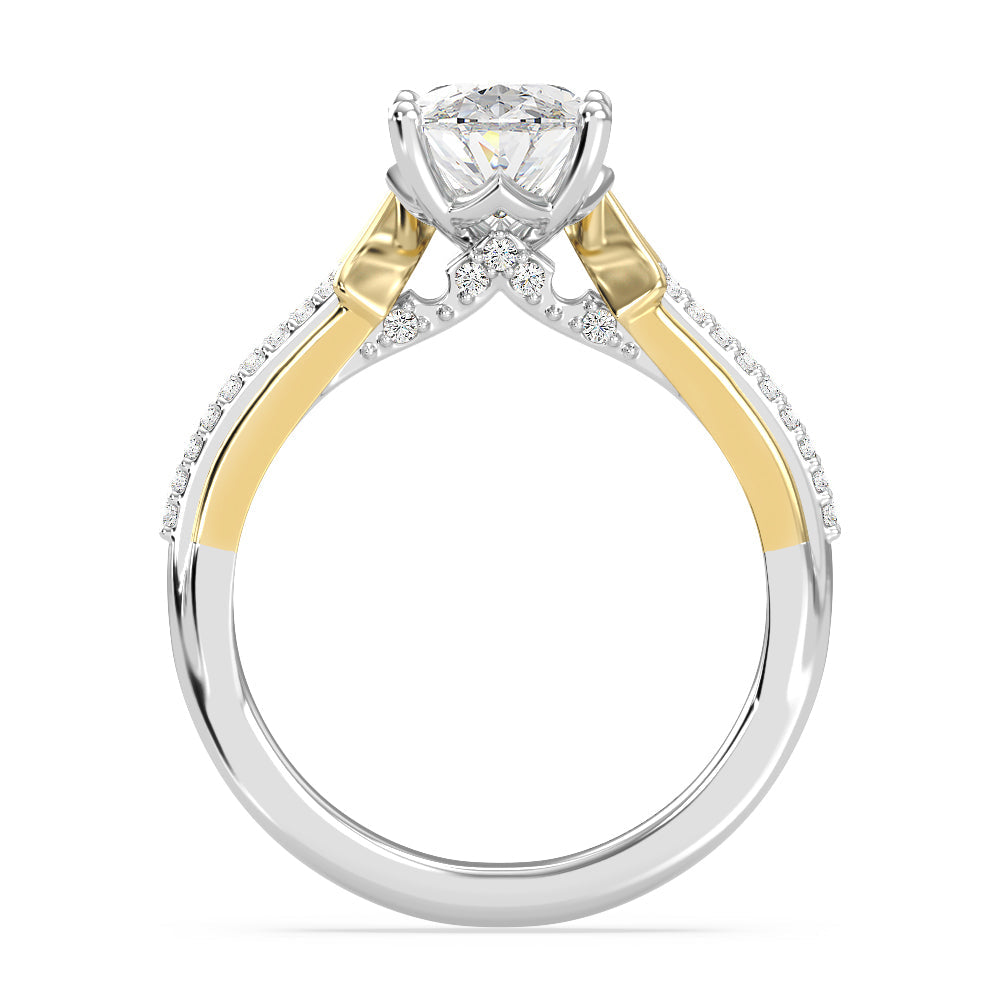 Enchanted Star Lab Grown Diamond 14K Gold Aurora Split Shank Engagement Ring with White/Yellow Cut Diamond in 14KT Oval view 3
