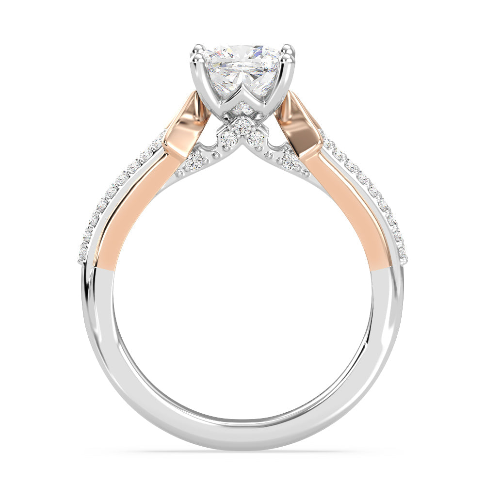 Enchanted Star Lab Grown Diamond 14K Gold Aurora Split Shank Engagement Ring with White/Yellow Cut Diamond in 14KT Cushion view 3
