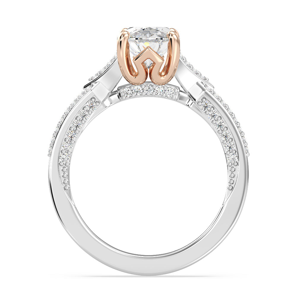 Enchanted Star Lab Grown Diamond 14K Gold Aurora Crown Engagement Ring with White/Rose Cut Diamond in 14KT Oval view 3
