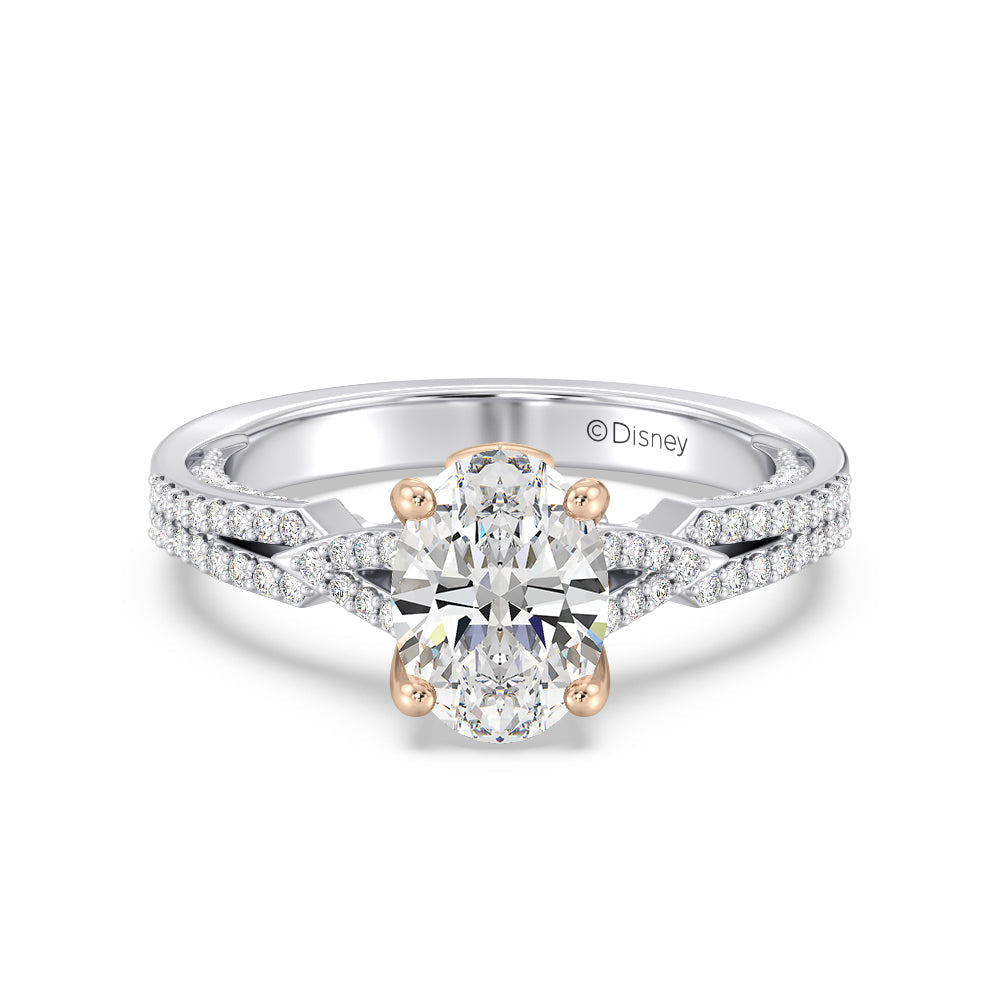 Enchanted Star Lab Grown Diamond 14K Gold Aurora Crown Engagement Ring with White/Rose Cut Diamond in 14KT Oval view 2
