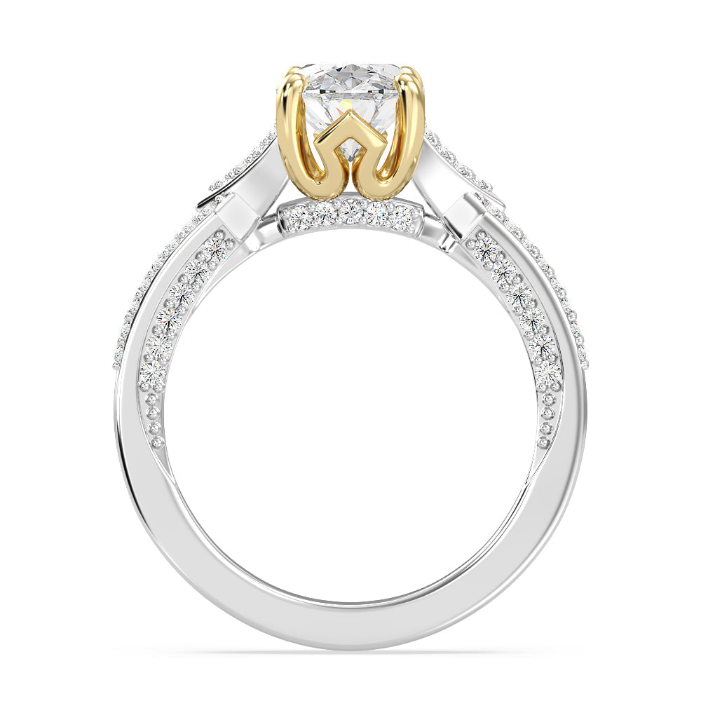 Enchanted Star Lab Grown Diamond 14K Gold Aurora Crown Engagement Ring with White/Yellow Cut Diamond in 14KT Oval view 3
