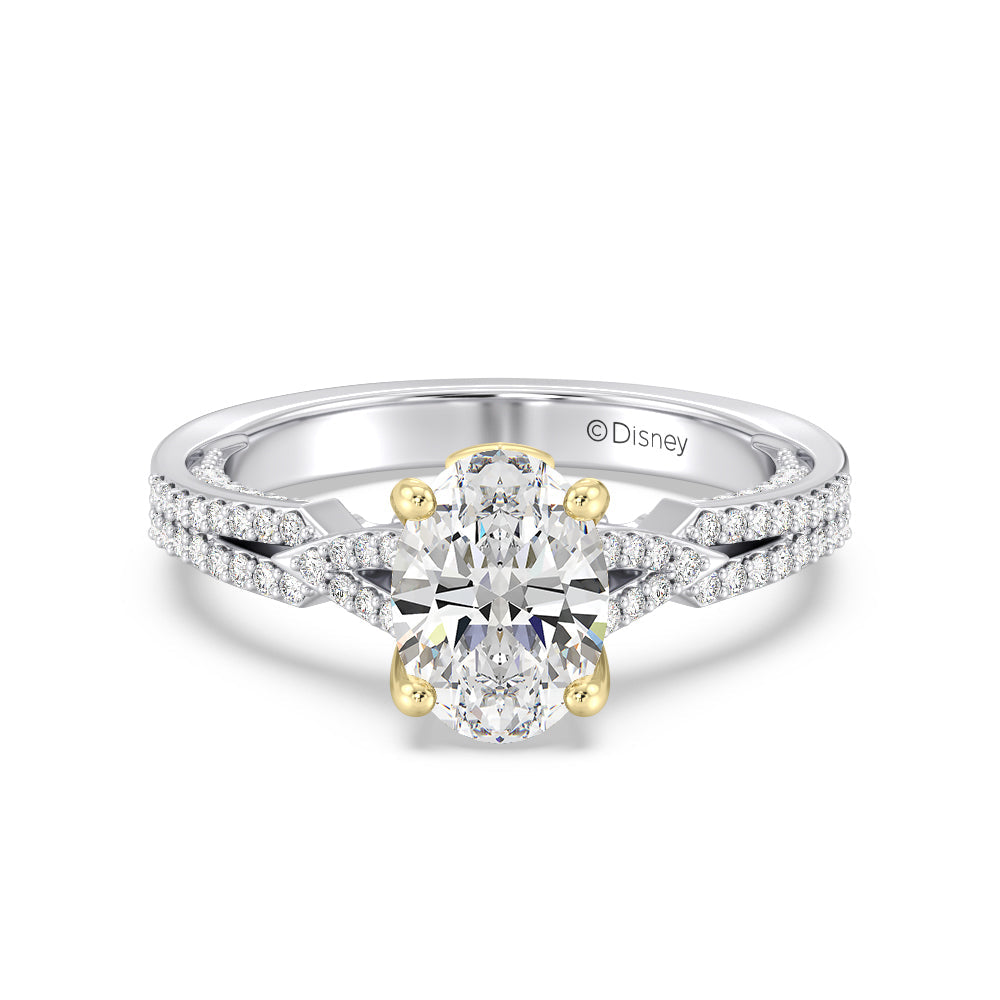 Enchanted Star Lab Grown Diamond 14K Gold Aurora Crown Engagement Ring with White/Yellow Cut Diamond in 14KT Oval view 2
