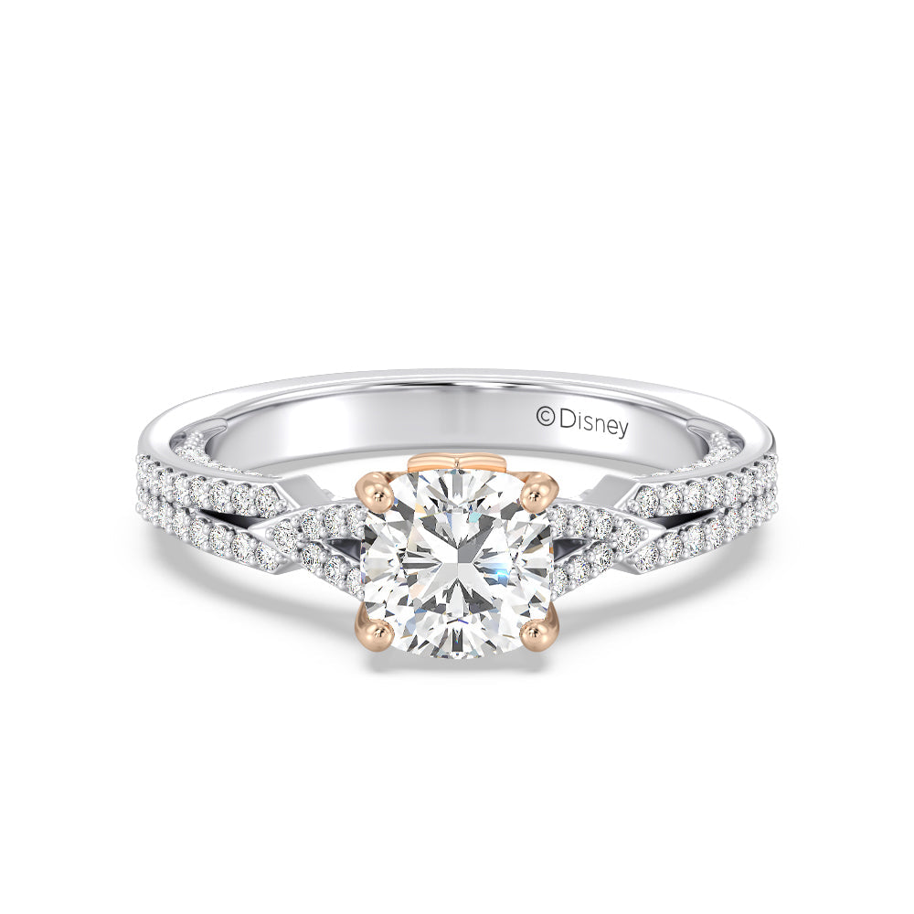 Enchanted Star Lab Grown Diamond 14K Gold Aurora Crown Engagement Ring with White/Rose Cut Diamond in 14KT Cushion view 2
