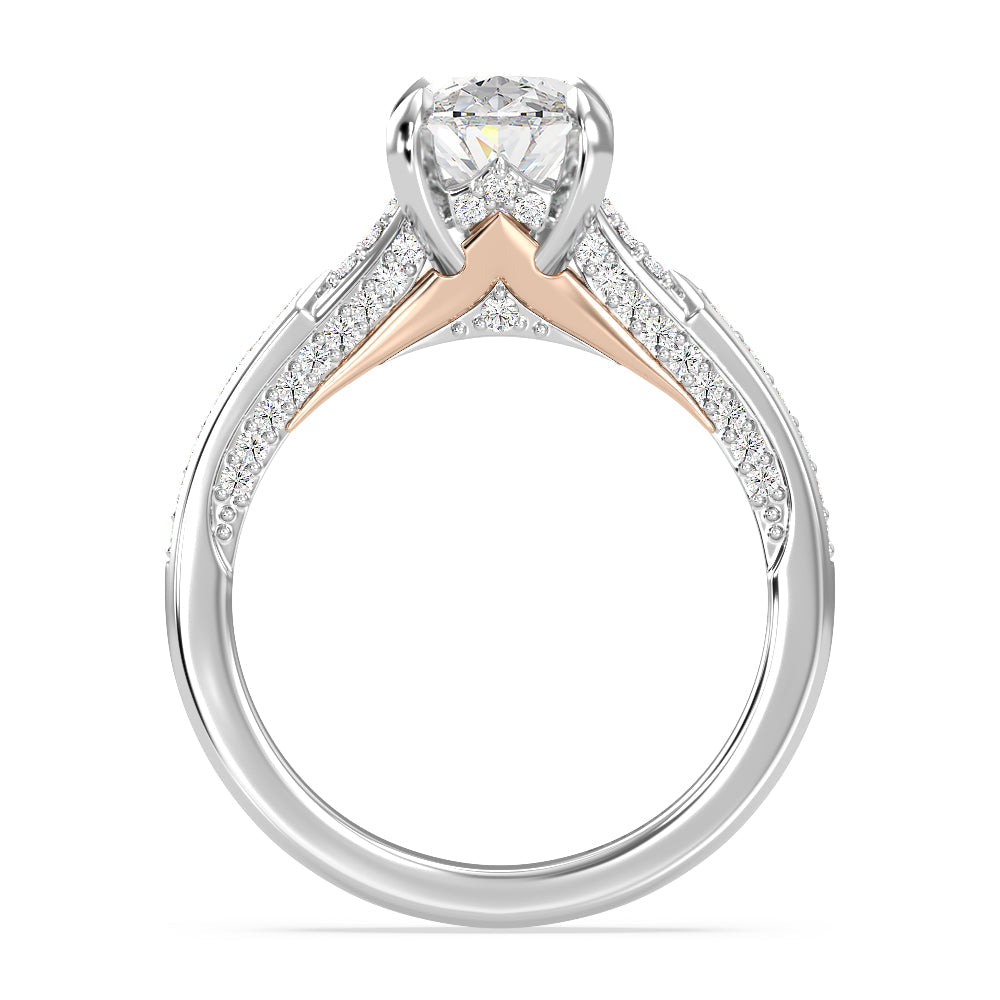 Enchanted Star Lab Grown Diamond 14K Gold Aurora Engagement Ring with White/Rose Cut Diamond in 14KT Oval view 3
