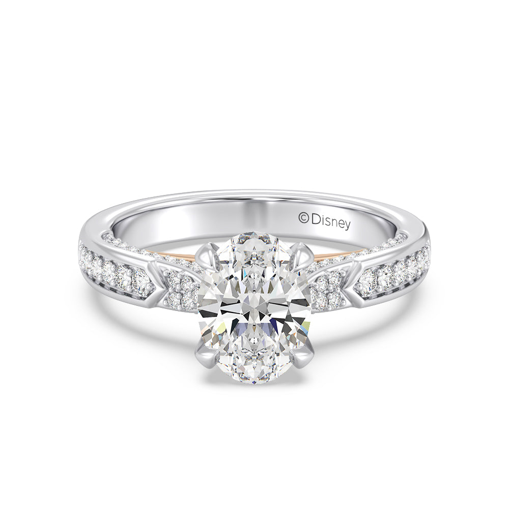 Enchanted Star Lab Grown Diamond 14K Gold Aurora Engagement Ring with White/Rose Cut Diamond in 14KT Oval view 2
