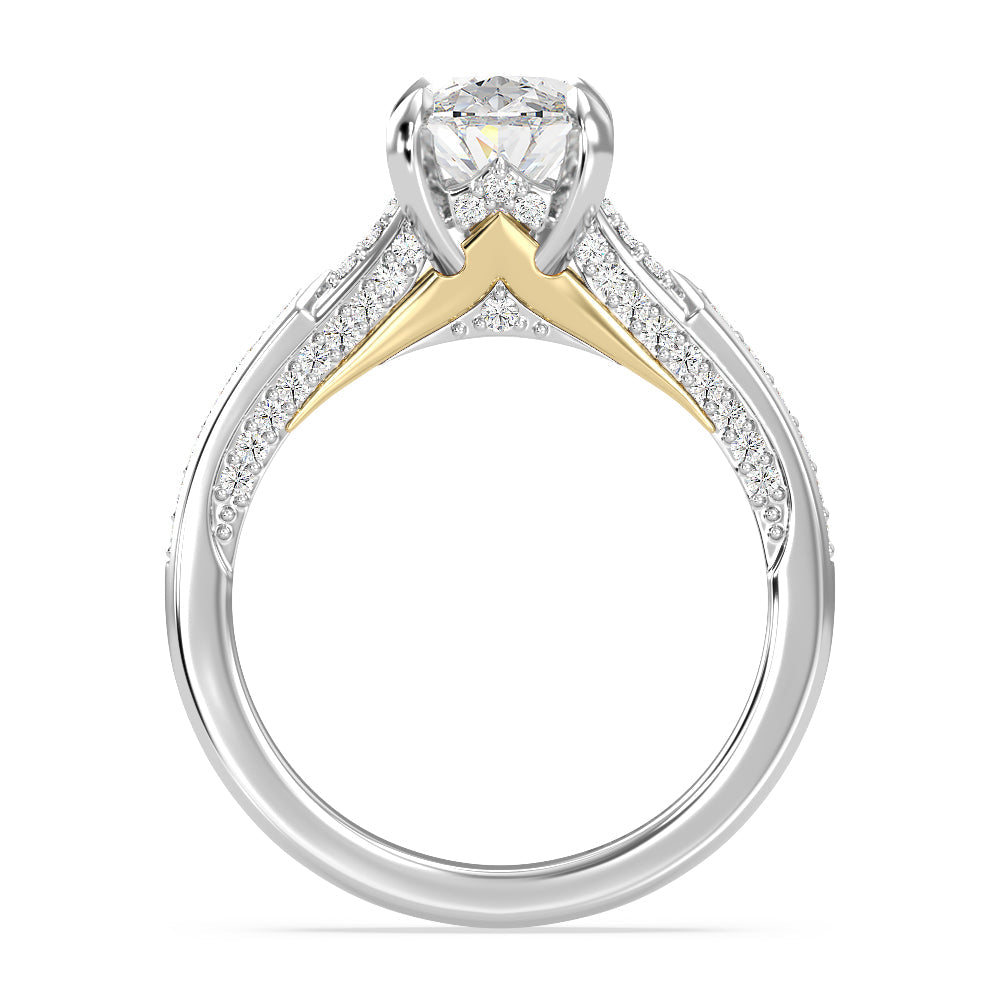 Enchanted Star Lab Grown Diamond 14K Gold Aurora Engagement Ring with White/Yellow Cut Diamond in 14KT Oval view 3
