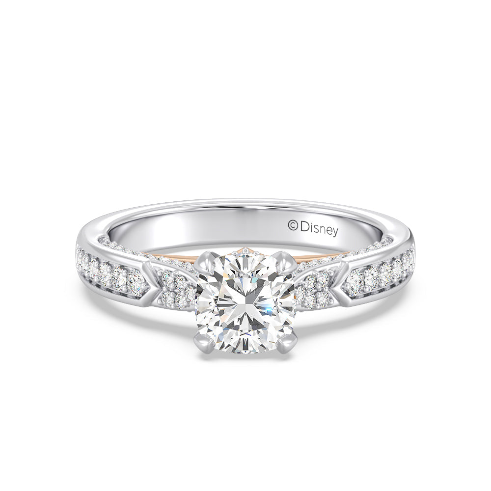 Enchanted Star Lab Grown Diamond 14K Gold Aurora Engagement Ring with White/Rose Cut Diamond in 14KT Cushion view 2
