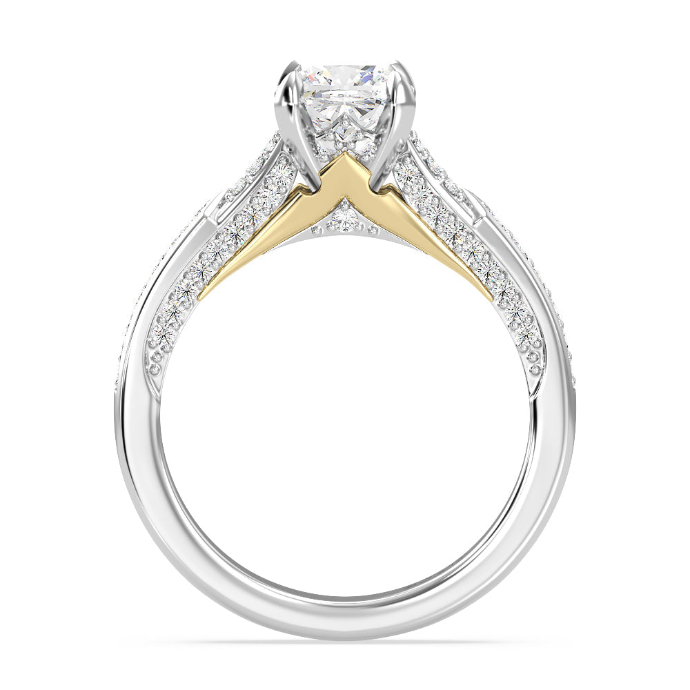 Enchanted Star Lab Grown Diamond 14K Gold Aurora Engagement Ring with White/Yellow Cut Diamond in 14KT Cushion view 3
