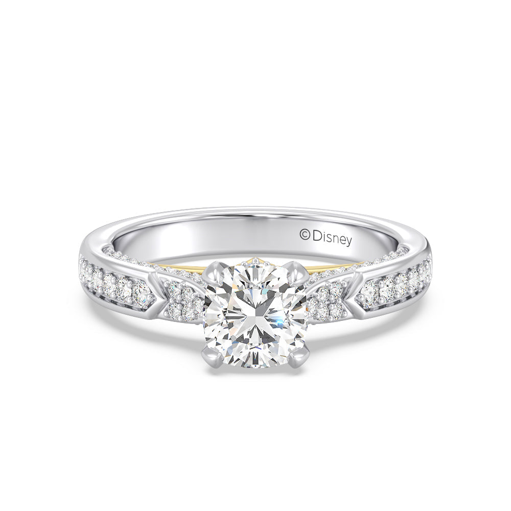 Enchanted Star Lab Grown Diamond 14K Gold Aurora Engagement Ring with White/Yellow Cut Diamond in 14KT Cushion view 2
