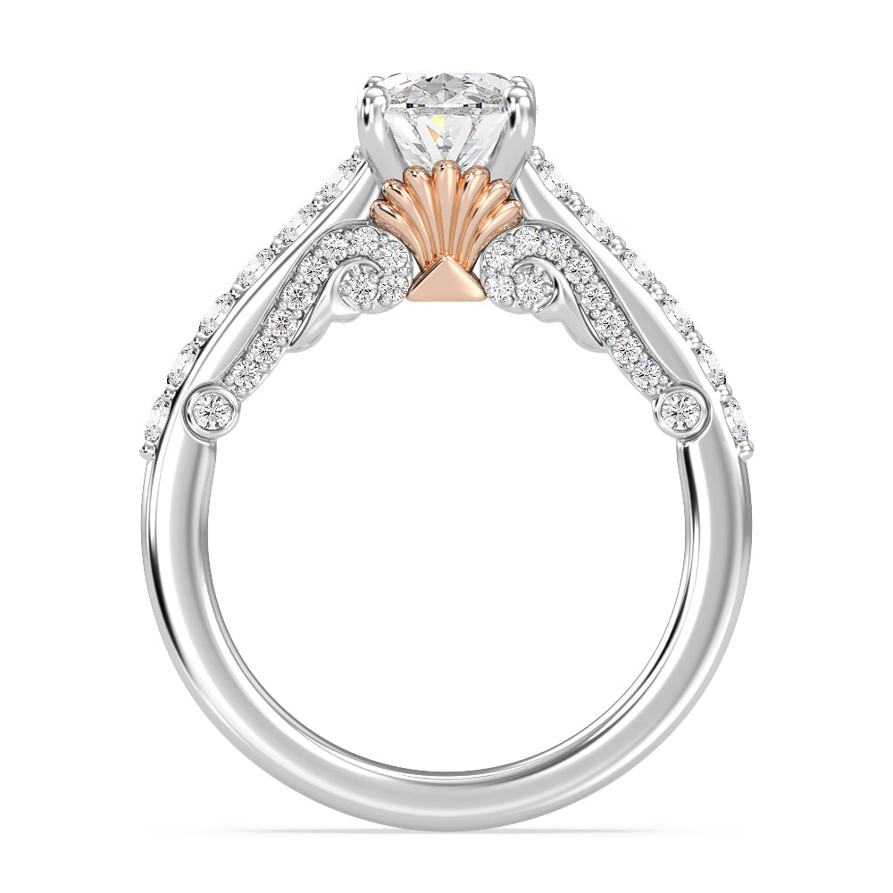 Enchanted Star Lab Grown Diamond 14K Gold Ariel Filigree Engagement Ring with White/Rose Cut Diamond in 14KT Oval view 3
