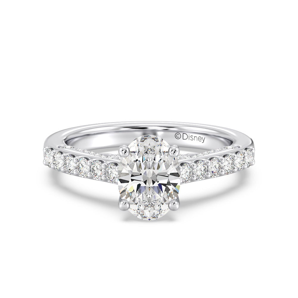 Enchanted Star Lab Grown Diamond 14K Gold Ariel Filigree Engagement Ring with White/Yellow Cut Diamond in 14KT Oval view 2
