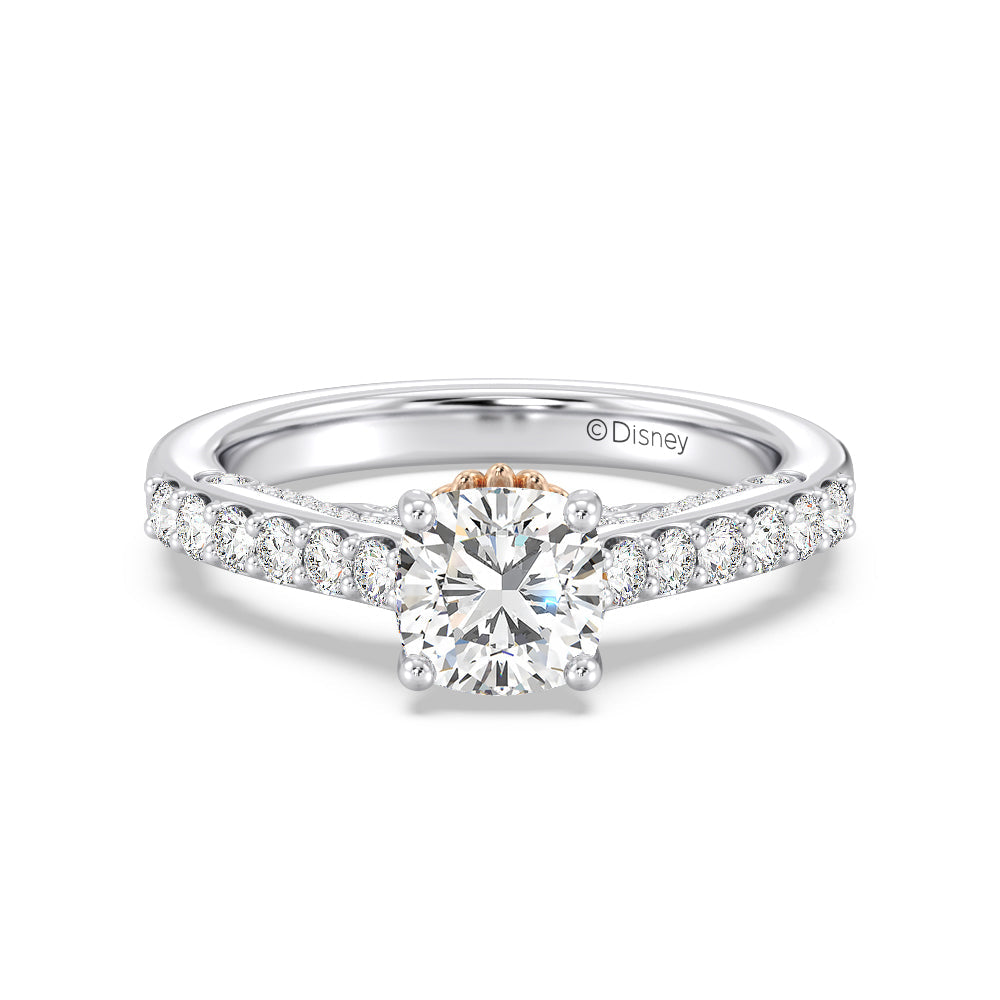 Enchanted Star Lab Grown Diamond 14K Gold Ariel Filigree Engagement Ring with White/Rose Cut Diamond in 14KT Cushion view 2

