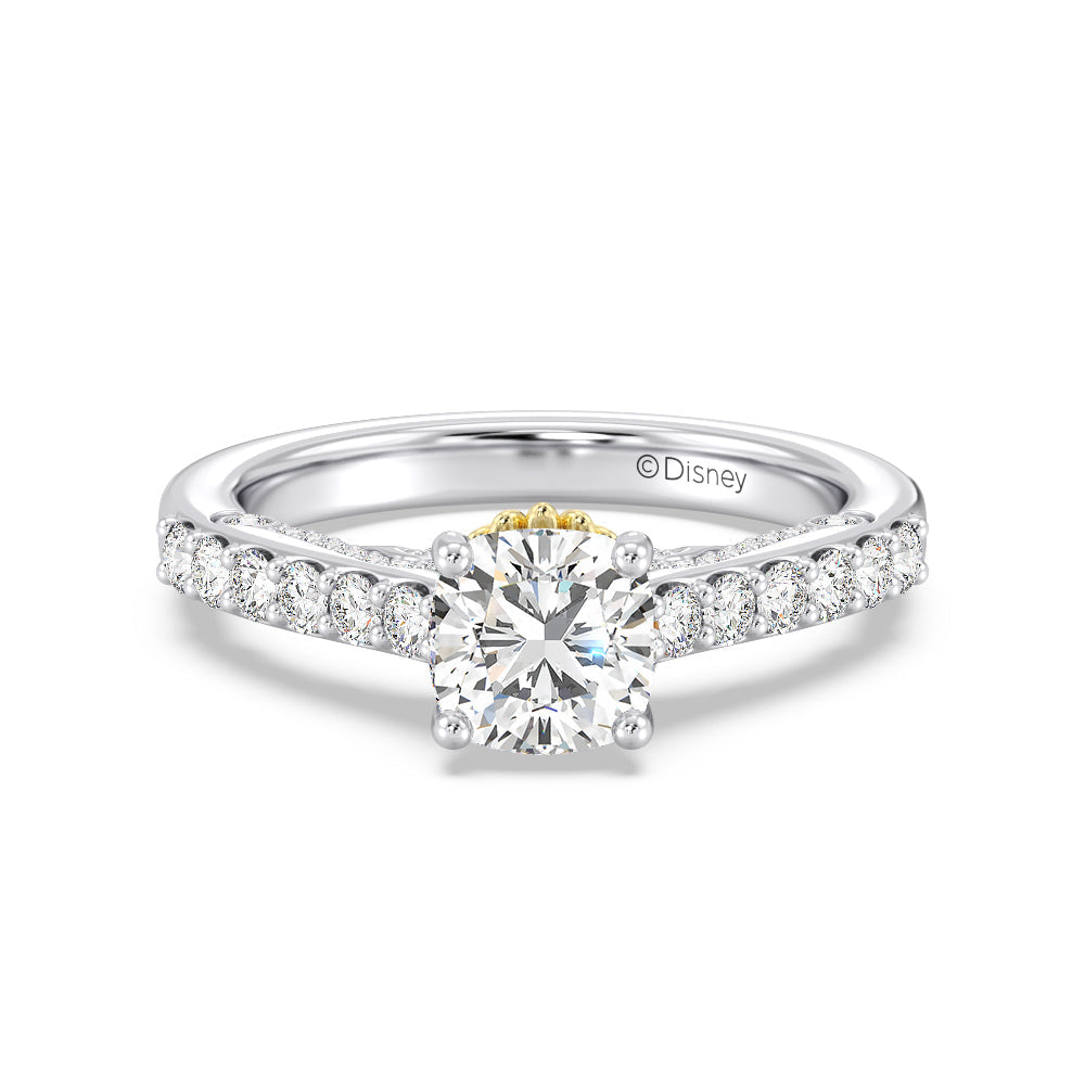 Enchanted Star Lab Grown Diamond 14K Gold Ariel Filigree Engagement Ring with White/Yellow Cut Diamond in 14KT Cushion view 2
