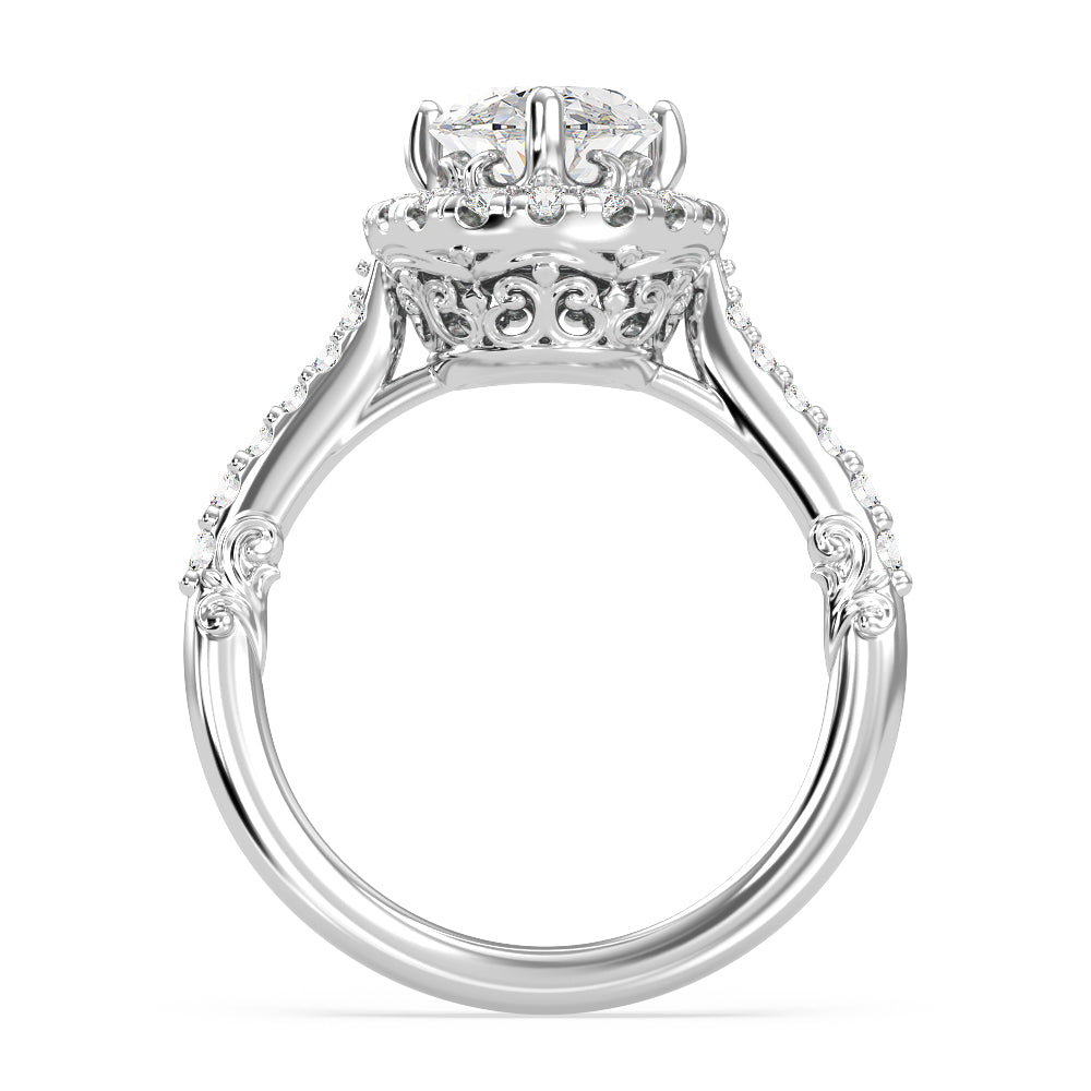 Enchanted Star Lab Grown Diamond 14K Gold Aurora Halo Engagement Ring with White Cut Diamond in 14KT Oval view 3
