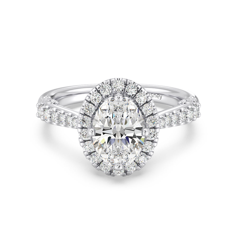 Enchanted Star Lab Grown Diamond 14K Gold Aurora Halo Engagement Ring with White Cut Diamond in 14KT Oval view 2

