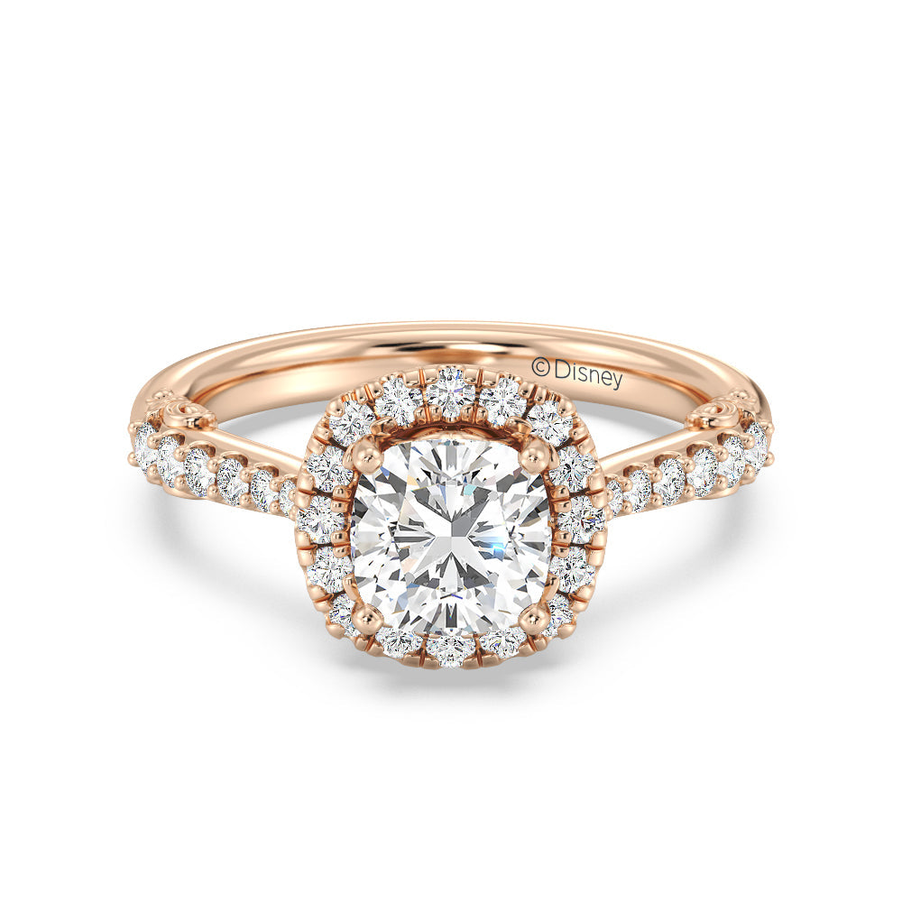 Enchanted Star Lab Grown Diamond 14K Gold Aurora Halo Engagement Ring with Rose Cut Diamond in 14KT Cushion view 2
