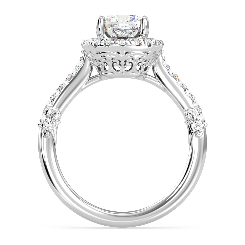 Enchanted Star Lab Grown Diamond 14K Gold Aurora Halo Engagement Ring with White Cut Diamond in 14KT Cushion view 3
