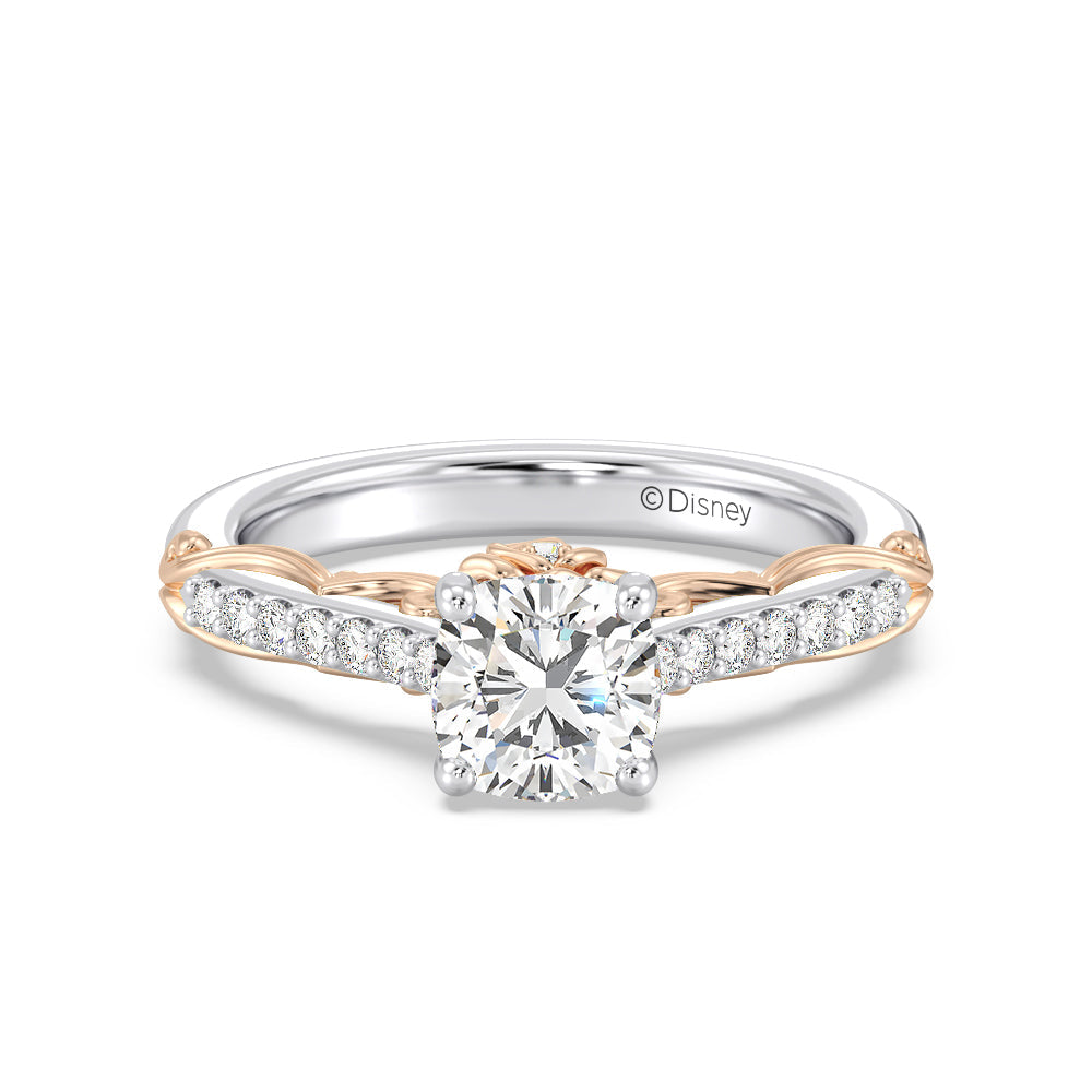 Enchanted Star Lab Grown Diamond 14K Gold Belle Rose Engagement Ring with White/Rose Cut Diamond in 14KT Cushion view 2
