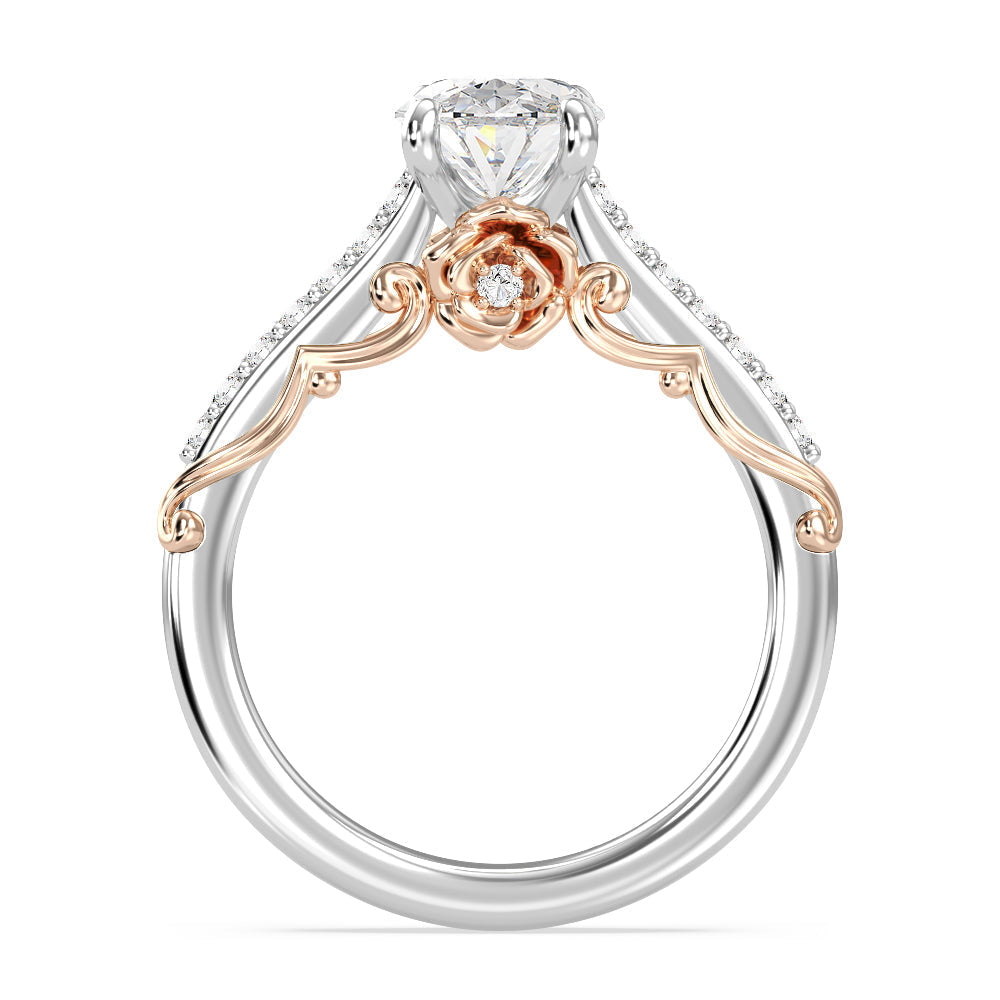 Enchanted Star Lab Grown Diamond 14K Gold Belle Rose Engagement Ring with White/Rose Cut Diamond in 14KT Oval view 3
