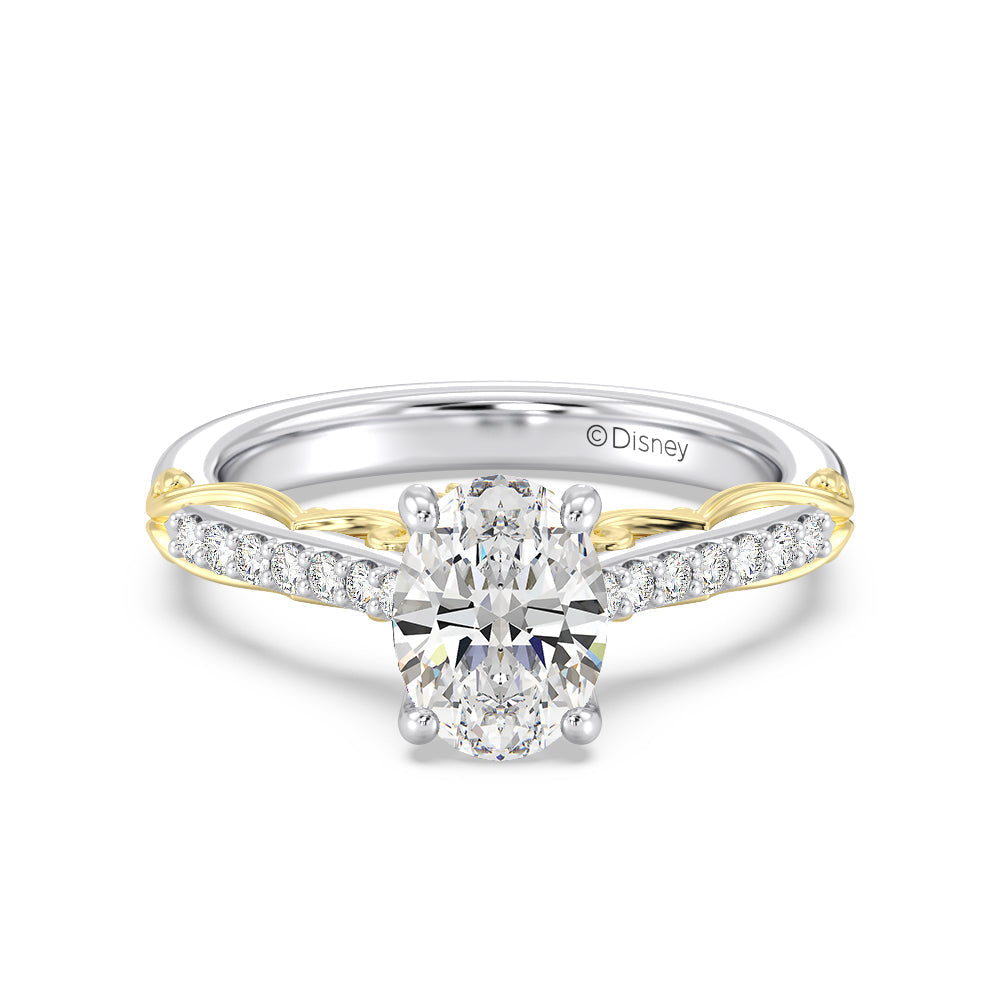 Enchanted Star Lab Grown Diamond 14K Gold Belle Rose Engagement Ring with White/Yellow Cut Diamond in 14KT Oval view 2
